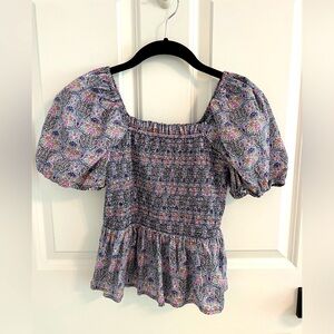 J.Crew x Liberty square neck smocked top